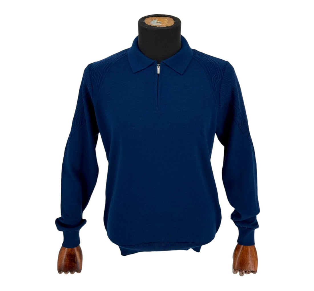 Men’s Rafanelli Milano Blue Zip Up Casual Shirt Modern Fit