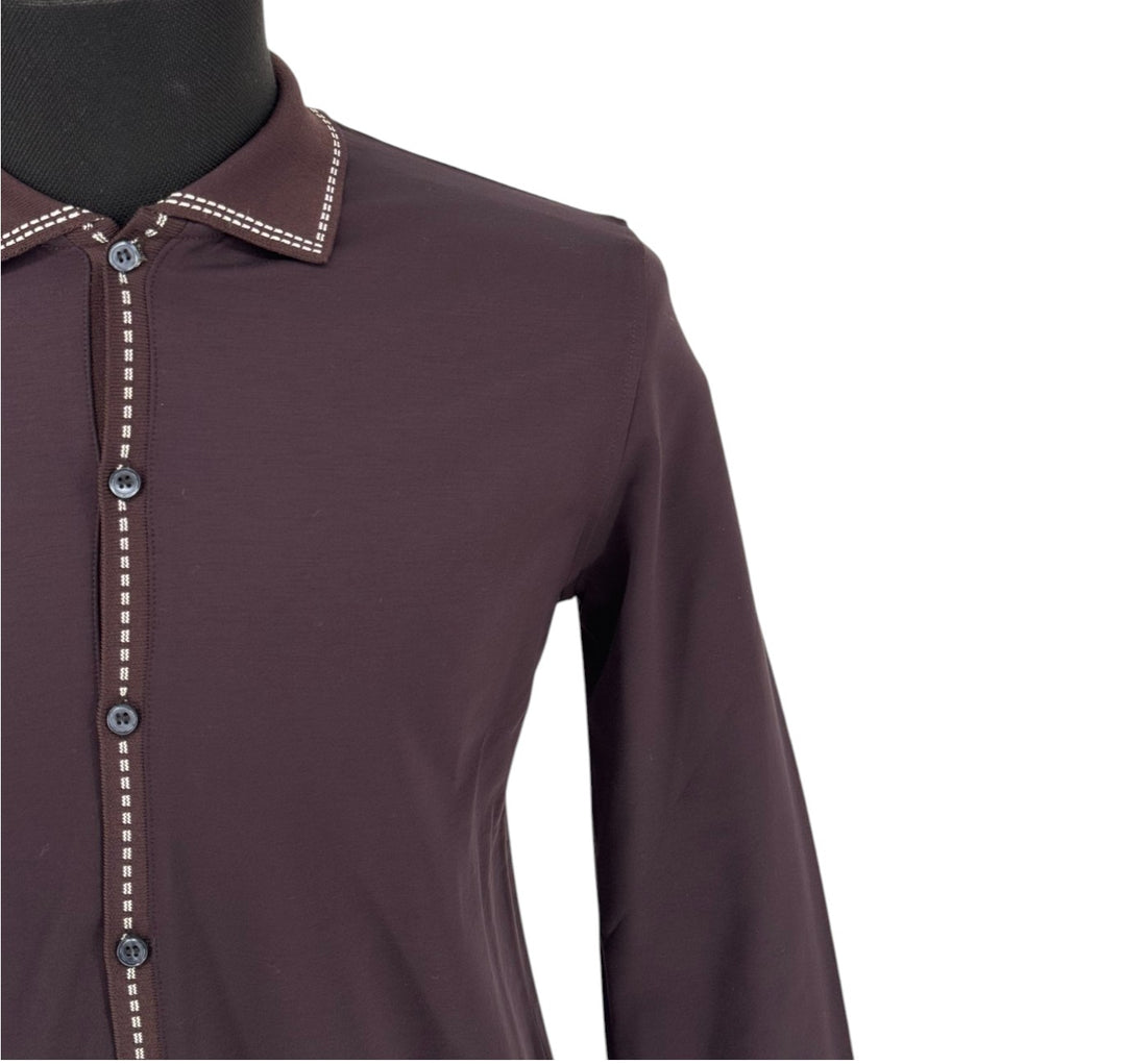Men’s Rafanelli Milano Brown Solid Button Up Casual Shirt Modern Fit