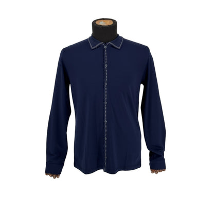 Men’s Rafanelli Milano Navy Button Up Casual Shirt Modern Fit
