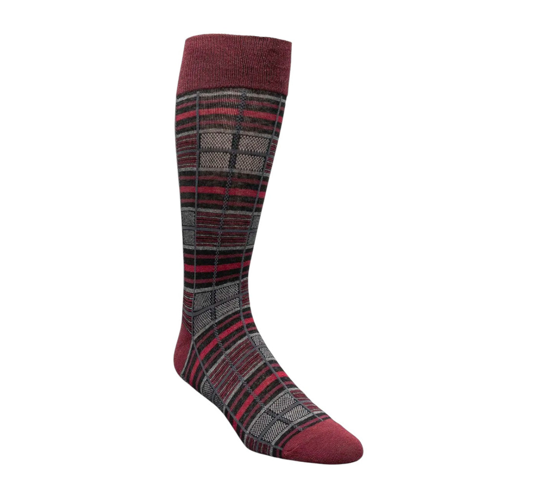 Men’s Stacy Adam Black &amp; Red Plaid Cotton Blend Dress Socks