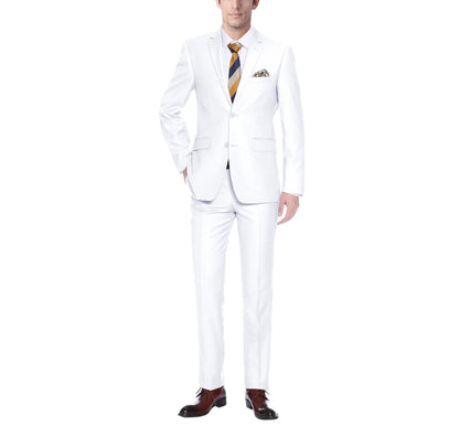 Men’s White 2-Piece Renoir Suit Single Breasted Notch Lapel