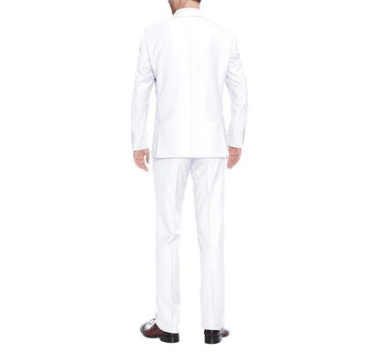 Men’s White 2-Piece Renoir Suit Single Breasted Notch Lapel