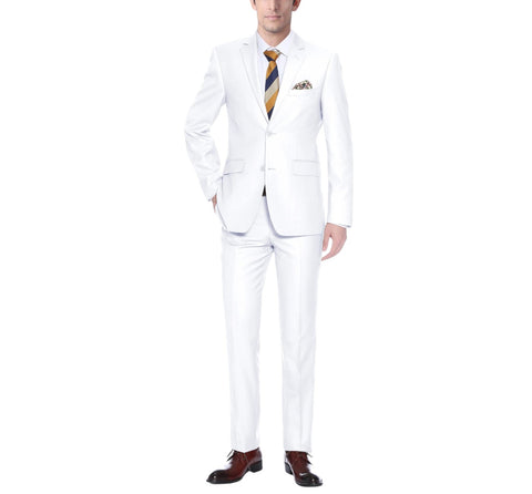 Men’s White 2-Piece Renoir Suit Single Breasted Notch Lapel