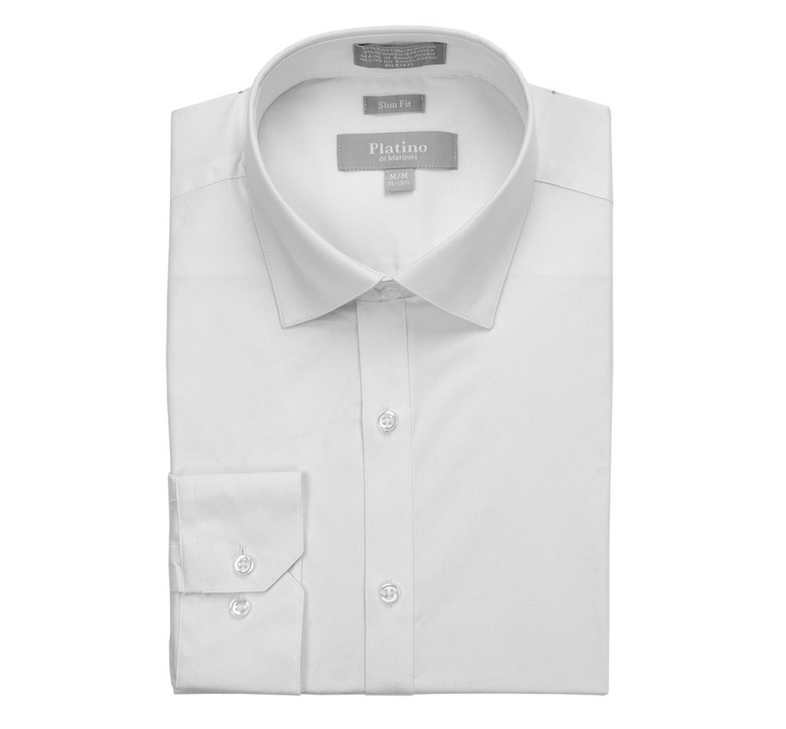 Men’s White Stretch Dress Shirt | Platino De Marquis Slim Fit