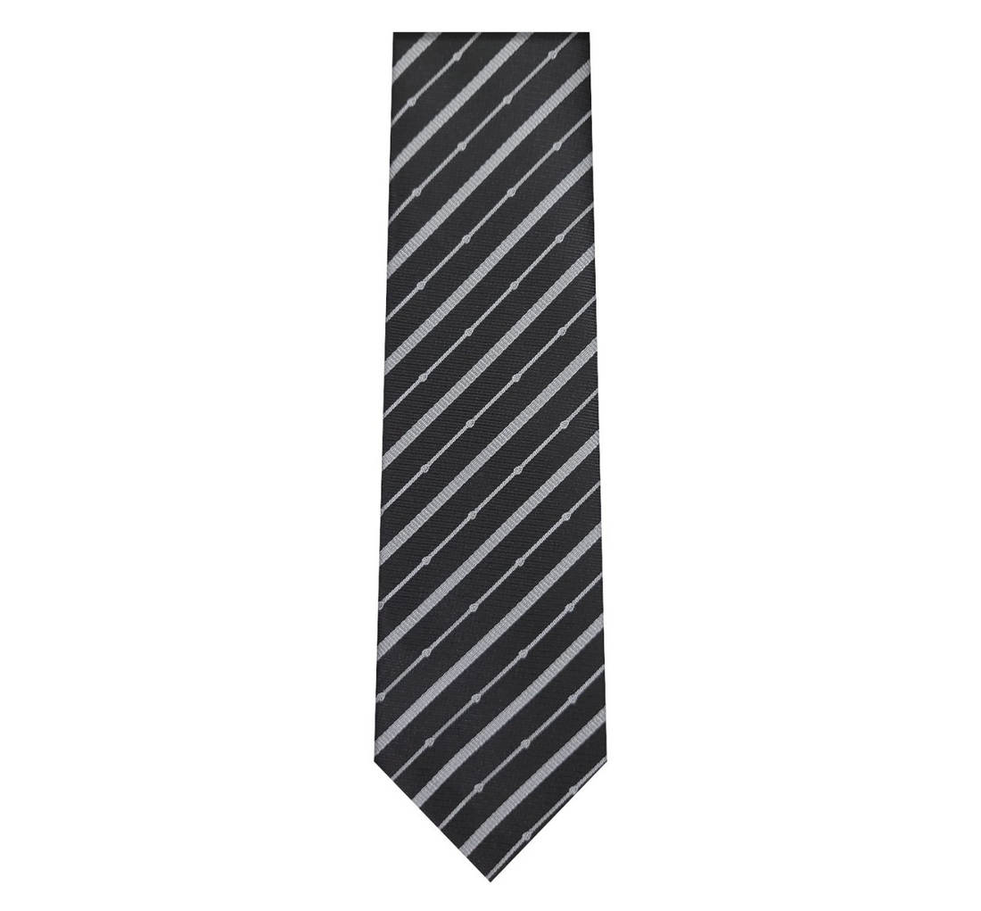 Marquis Black/Gray Striped Tie W/ Hanky (Slim Fit)