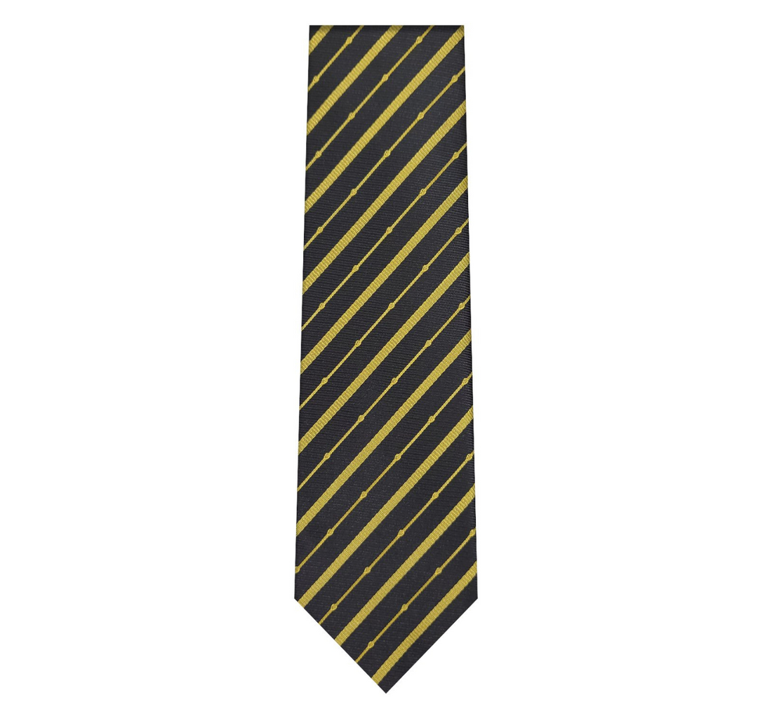 Marquis Black/Yellow Striped Tie W/ Hanky (Slim Fit)