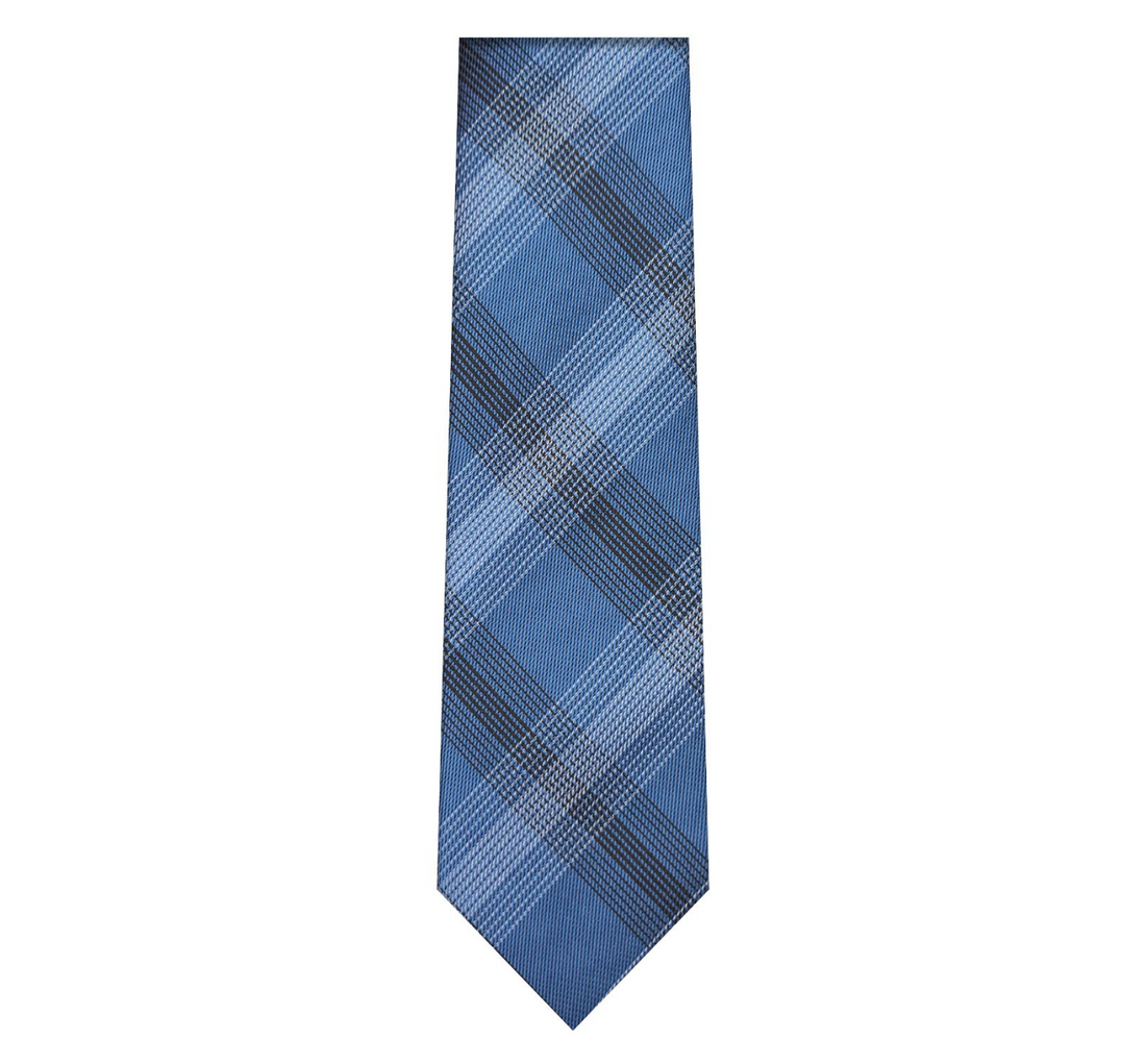 Marquis Blue/White/Black Pattern Tie W/ Hanky (Slim Fit)