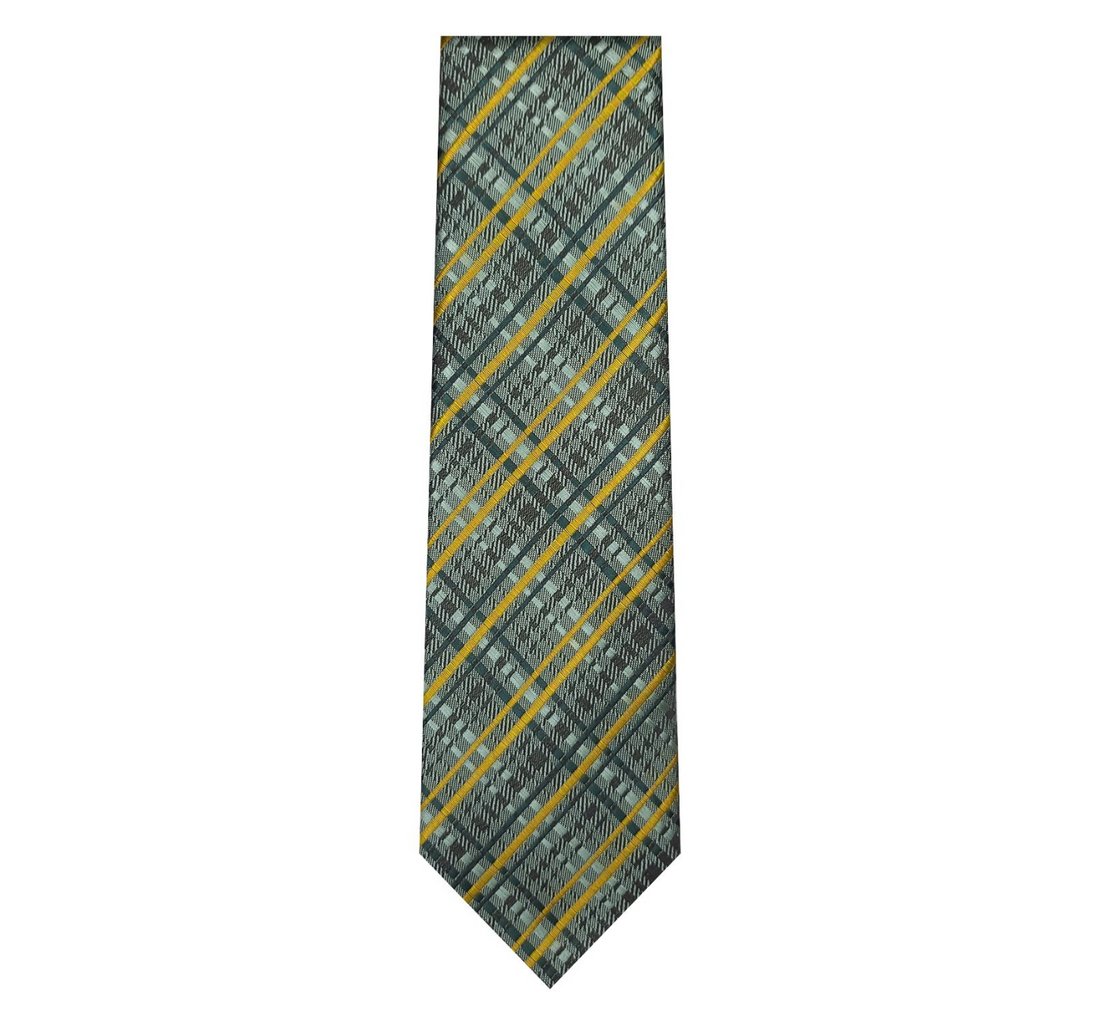 Marquis Blue/Yellow Striped Tie W/ Hanky (Slim Fit)