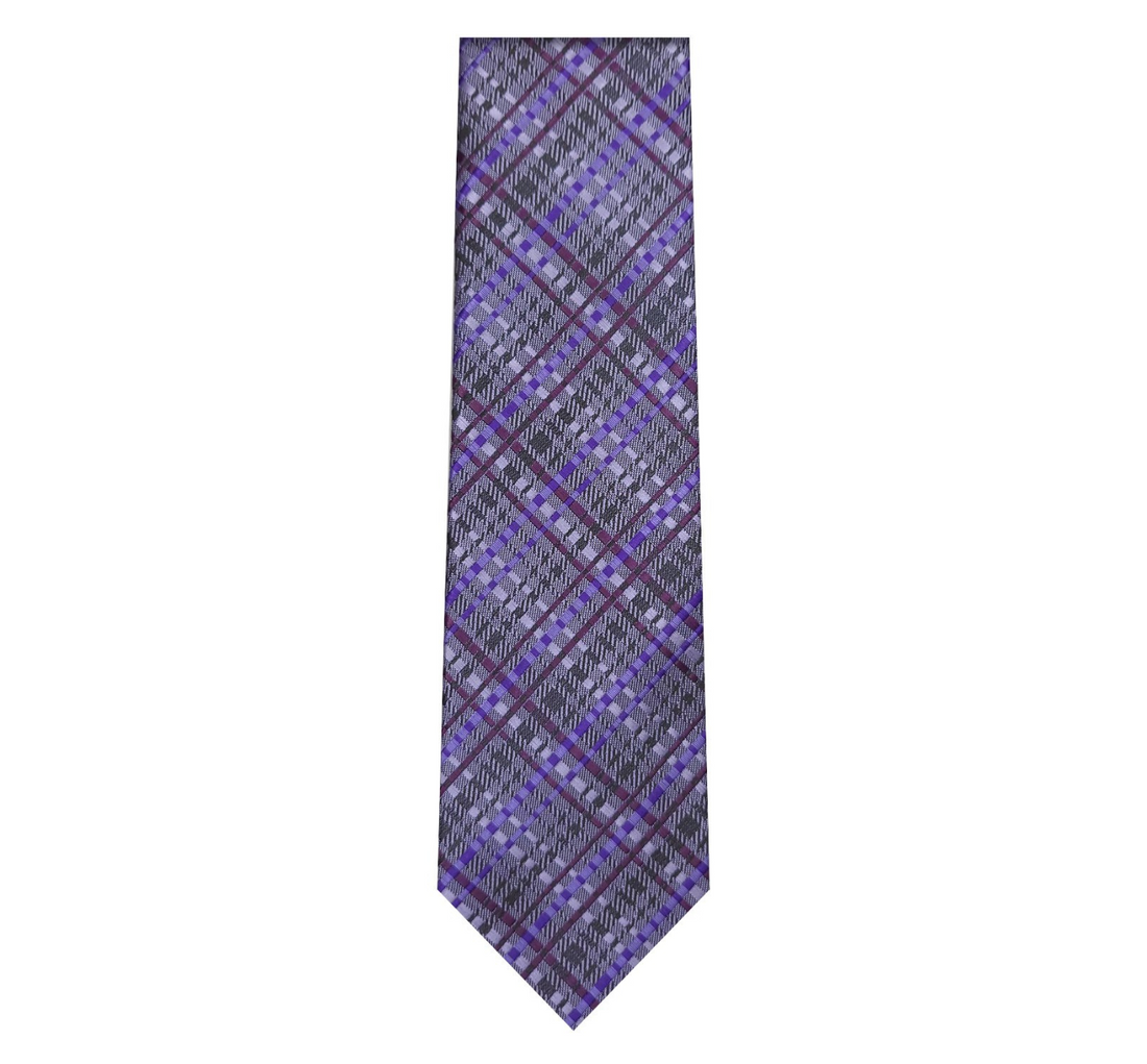 Marquis Lavender/Gray/Burgundy Striped Tie W/ Hanky (Slim Fit)