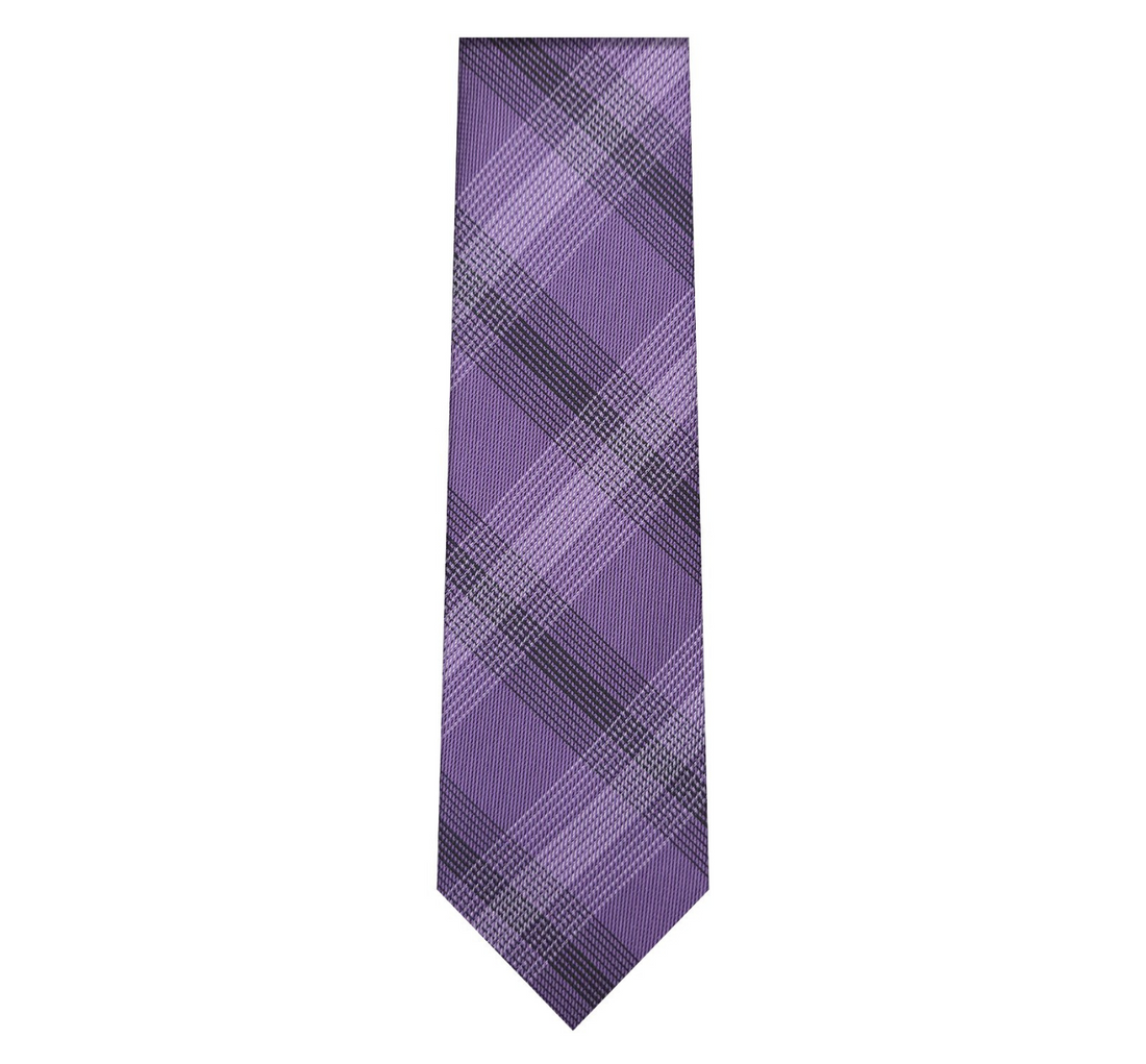 Marquis Purple/Black/White Pattern Tie W/ Hanky (Slim Fit)