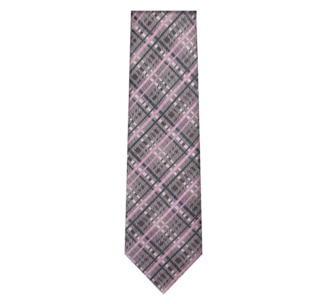 Marquis Gray/Pink Striped Tie W/ Hanky (Slim Fit)