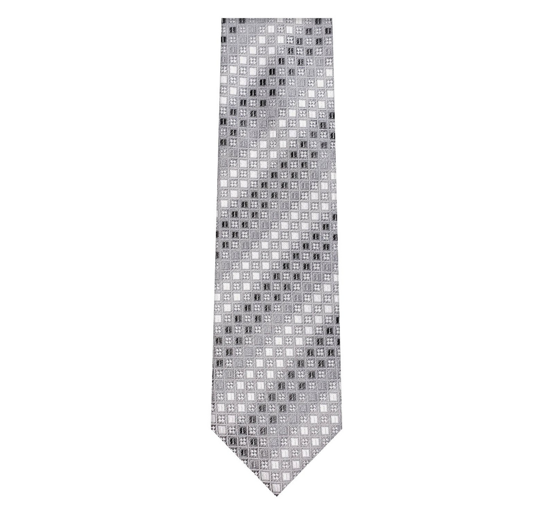 Marquis Silver/Black/White Pattern Tie W/ Hanky (Slim Fit)