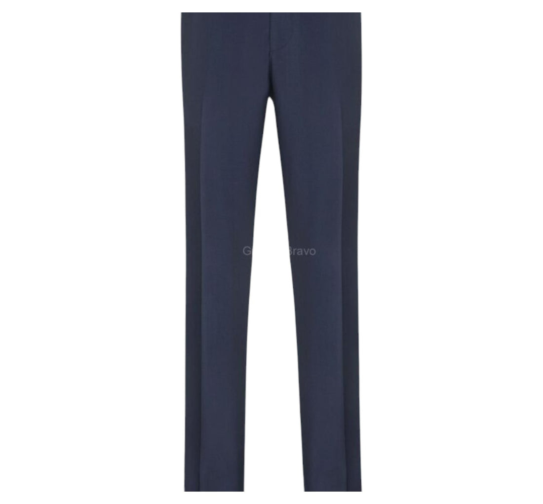 Men’s Light Navy Wool Modern Fit Dress Pants Mantoni