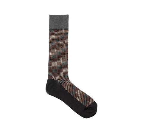 Men's Stacy Adam Gray Multi Modern Block Crew Dress Socks (Cotton Blend)