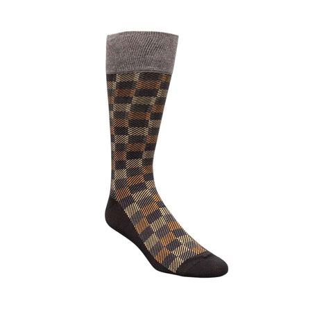 Men's Stacy Adam Black & Gold Modern Block Crew Dress Socks (Cotton Blend)