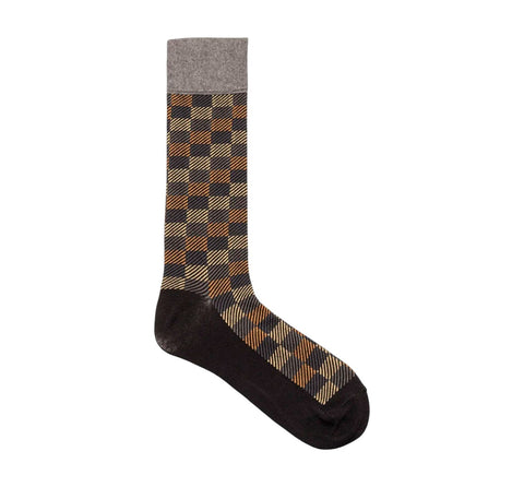 Men's Stacy Adam Black & Gold Modern Block Crew Dress Socks (Cotton Blend)