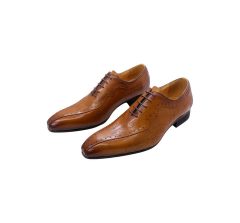 Men's Brown Pointed End Daniel Wafer Laced Dress Shoes