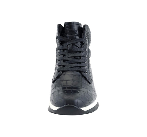 Men's Sio High Top Black Casual Crocodile Print Sneaker Boots