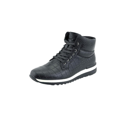 Men's Sio High Top Black Casual Crocodile Print Sneaker Boots