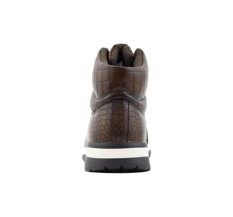 Men's Sio High Top Brown Casual Crocodile Print Sneaker Boots