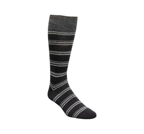 Men's Stacy Adam Black Multi Mini Stripe Crew Dress Socks (Cotton Blend)