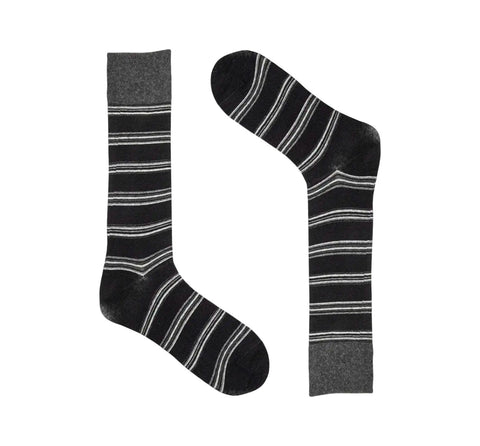 Men's Stacy Adam Black Multi Mini Stripe Crew Dress Socks (Cotton Blend)