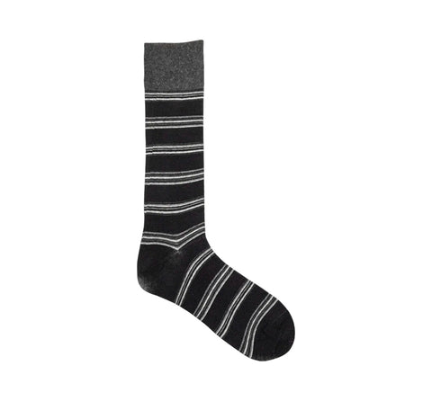 Men's Stacy Adam Black Multi Mini Stripe Crew Dress Socks (Cotton Blend)