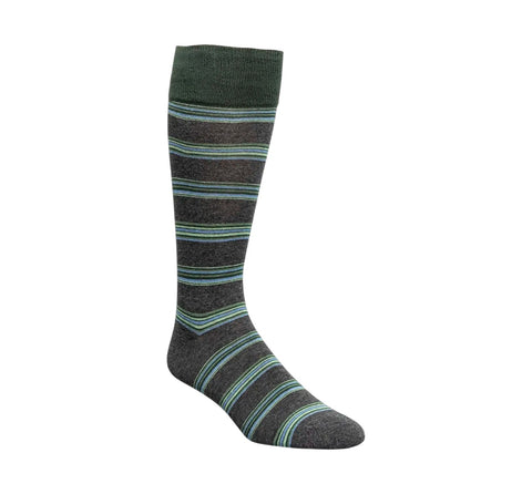 Men's Stacy Adam Gray Multi Mini Stripe Crew Dress Socks (Cotton Blend)