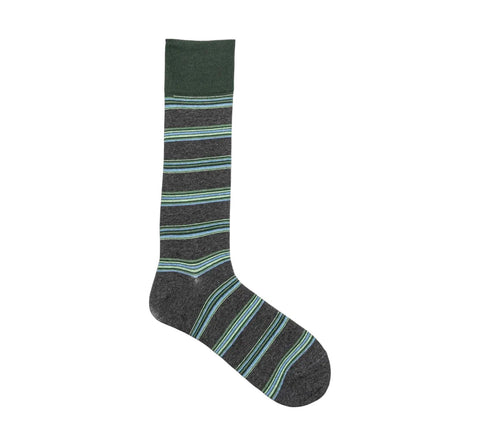 Men's Stacy Adam Gray Multi Mini Stripe Crew Dress Socks (Cotton Blend)