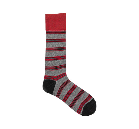 Men's Stacy Adam Red Multi Mini Stripe Crew Dress Socks (Cotton Blend)