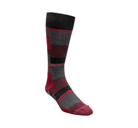 Men's Stacy Adam Red Modern Motif Crew Dress Socks (Cotton Blend)