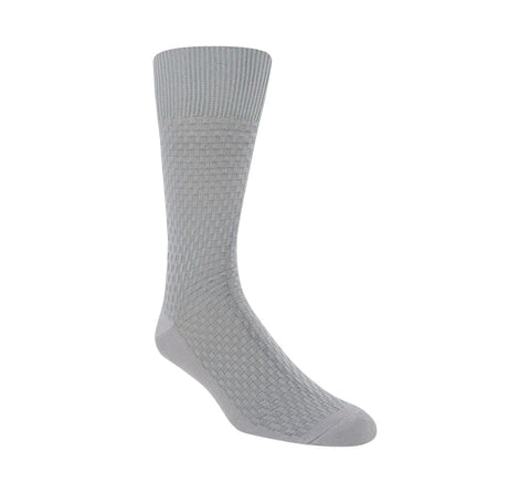 Men's Stacy Adam Silver Basket Weave Crew Dress Socks (Thin Socks/Spandex Blend)