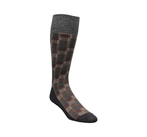 Men's Stacy Adam Gray Multi Modern Block Crew Dress Socks (Cotton Blend)