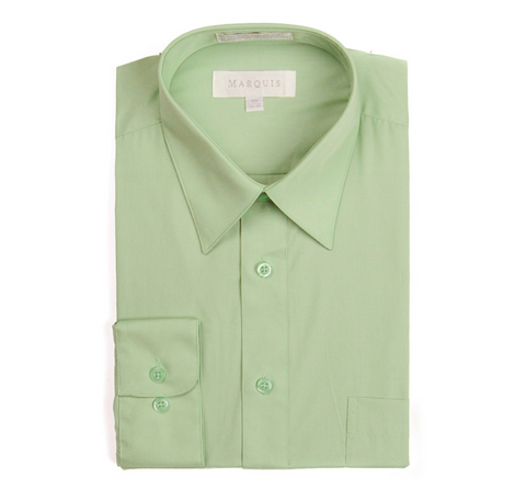 Men's Marquis Solid Light Green Dress Shirt (Cotton Blend/Classic Fit)