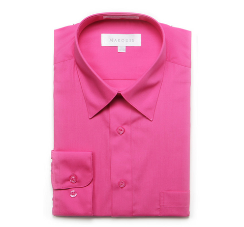 Men's Marquis Solid Dark Pink Dress Shirt (Cotton Blend/Classic Fit)