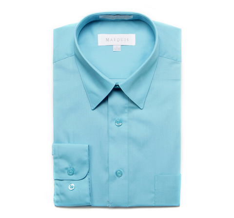 Men's Marquis Solid Turquoise Dress Shirt (Cotton Blend/Classic Fit)