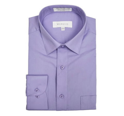 Men's Marquis Solid Violet Purple Dress Shirt (Cotton Blend/Classic Fit)