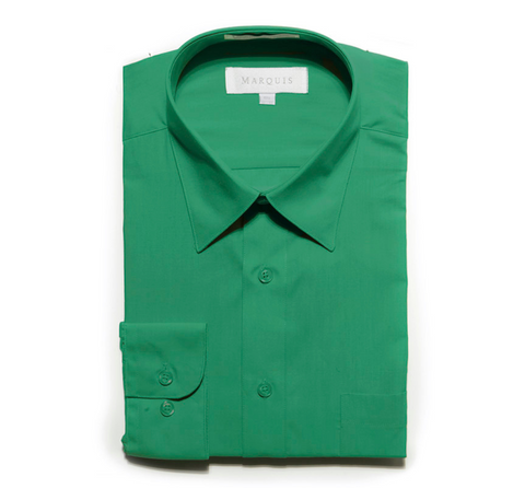 Men's Marquis Solid Dark Green Dress Shirt (Cotton Blend/Classic Fit)