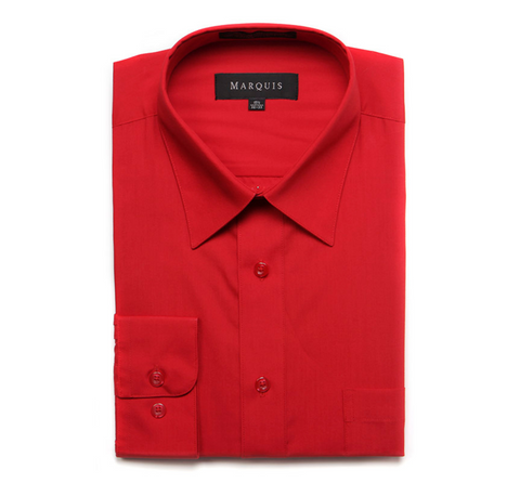 Men's Marquis Solid Red Dress Shirt (Cotton Blend/Classic Fit)