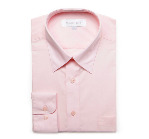 Men's Marquis Solid Light Pink Dress Shirt (Cotton Blend/Classic Fit)