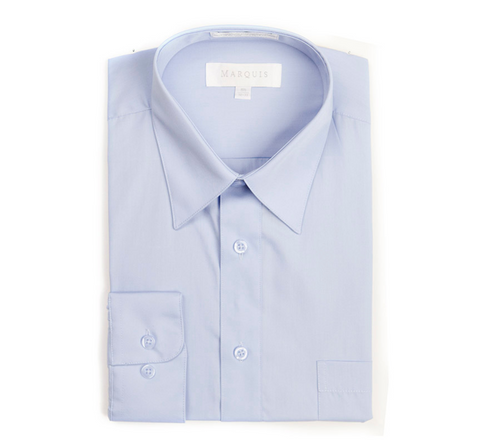 Men's Marquis Solid Light Blue Dress Shirt (Cotton Blend/Classic Fit)