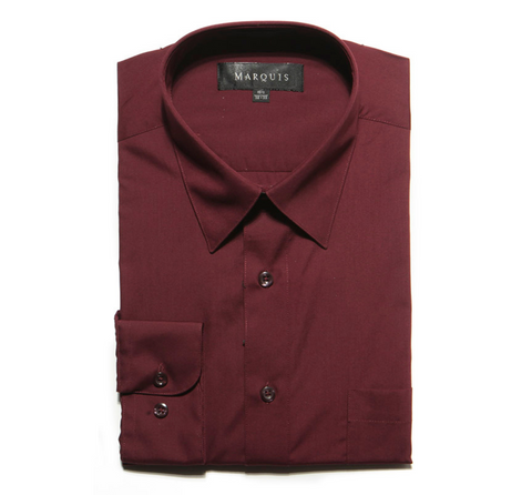 Men's Marquis Solid Burgundy Dress Shirt (Cotton Blend/Classic Fit)