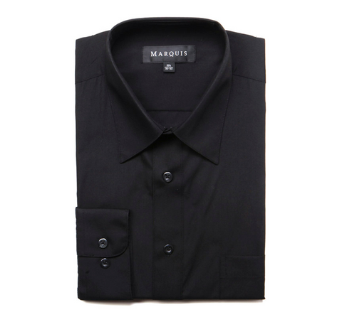 Men's Marquis Solid Black Dress Shirt (Cotton Blend/Classic Fit)