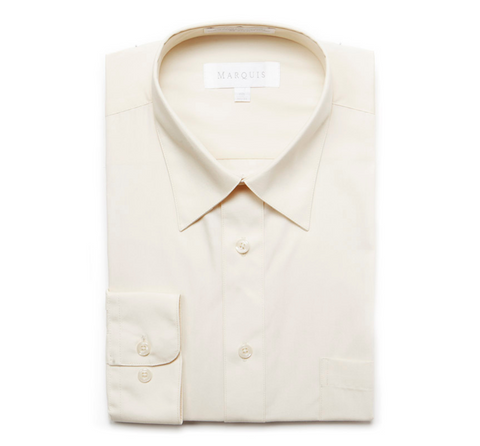 Men's Marquis Solid Cream Dress Shirt (Cotton Blend/Classic Fit)