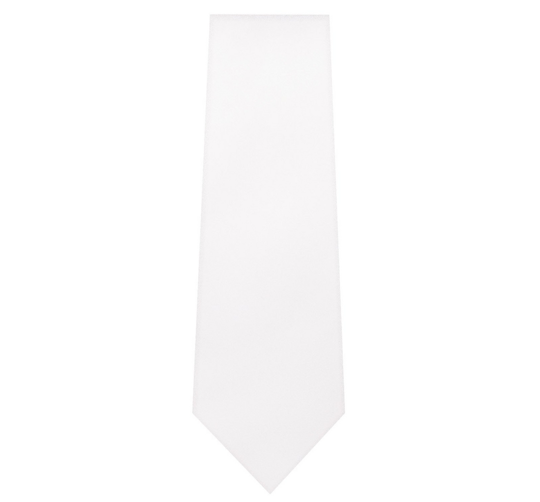 White Solid Tie with Hanky Slim Fit by Marquis