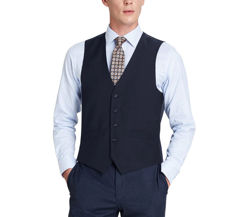 Men's Navy Blue Dress Waistcoat Suit Vest (Classic fit)