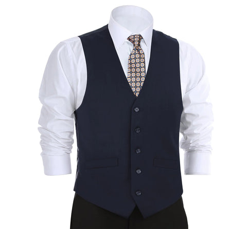 Men's Navy Blue Dress Waistcoat Suit Vest (Classic fit)