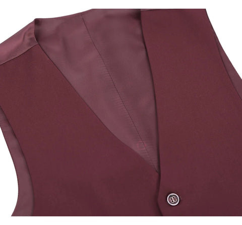 Men's Burgundy Dress Waistcoat Suit Vest (Classic fit)