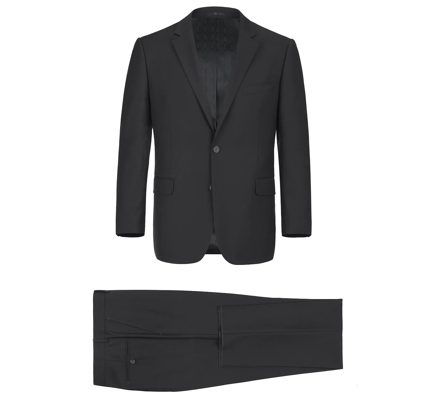 Men's Black 2-Piece Single Breasted Notch Lapel Classic Fit Renoir Suit