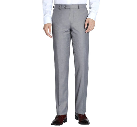 Men's Light Gray Solid Renoir Dress Pants (Classic Fit)